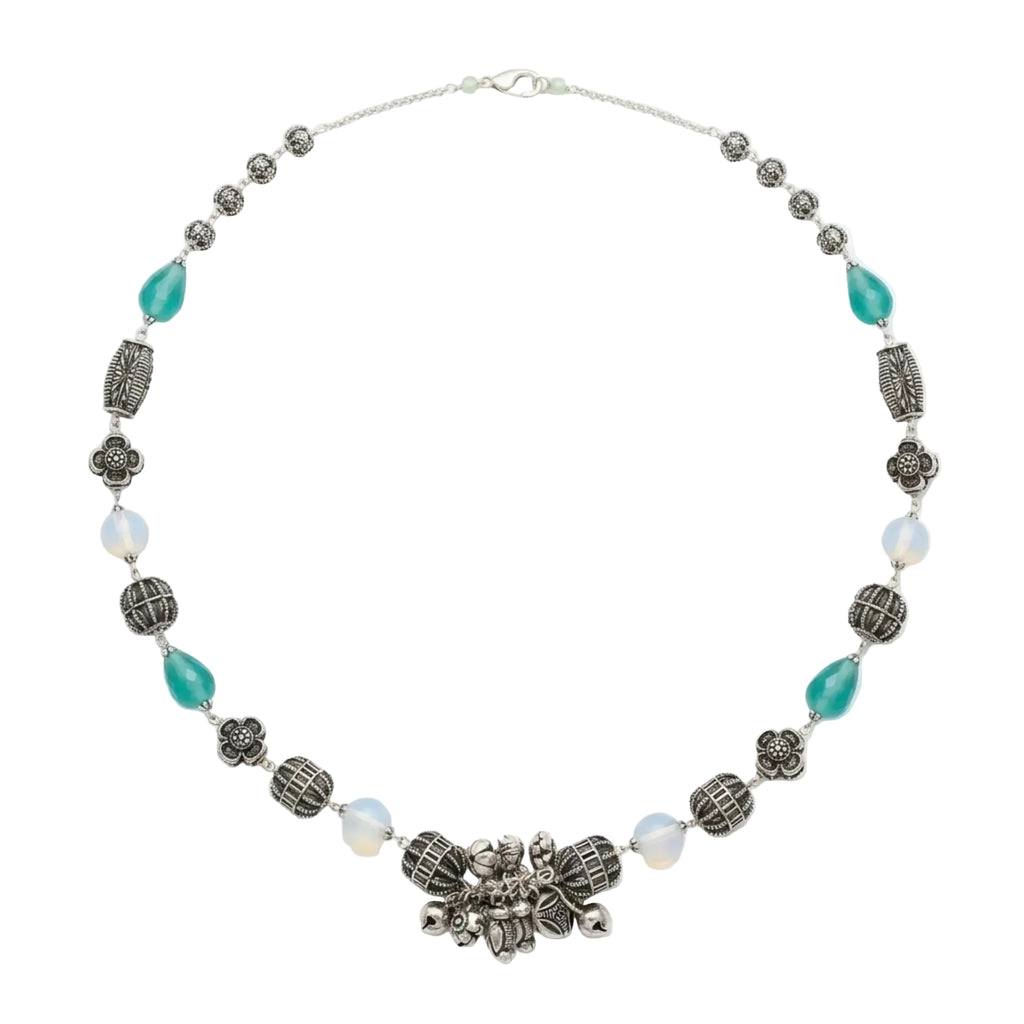 Marvel Silver Aqua Oxidized Necklace