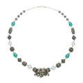Marvel Silver Aqua Oxidized Necklace