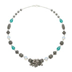 Marvel Silver Aqua Oxidized Necklace