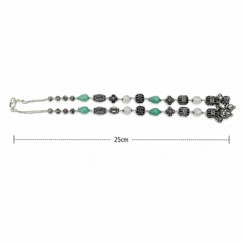 Marvel Silver Aqua Oxidized Necklace