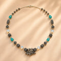Marvel Silver Aqua Oxidized Necklace
