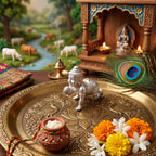 Silver Bal Kanha Murti Crawling Laddu Gopal Krishna Idol Holding Makhan – Marvel Silver