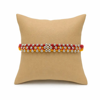 Silver Bead Flower Designer Rakhi