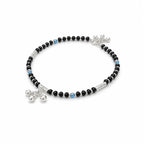 Marvel Silver black bead girls payal with blue beads silver tubes and ghungroo charms