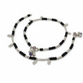 Marvel Silver black bead girls payal with butterfly charm pink stones purple bead and leaf charms