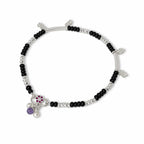 Marvel Silver black bead girls payal with butterfly charm pink stones purple bead and leaf charms