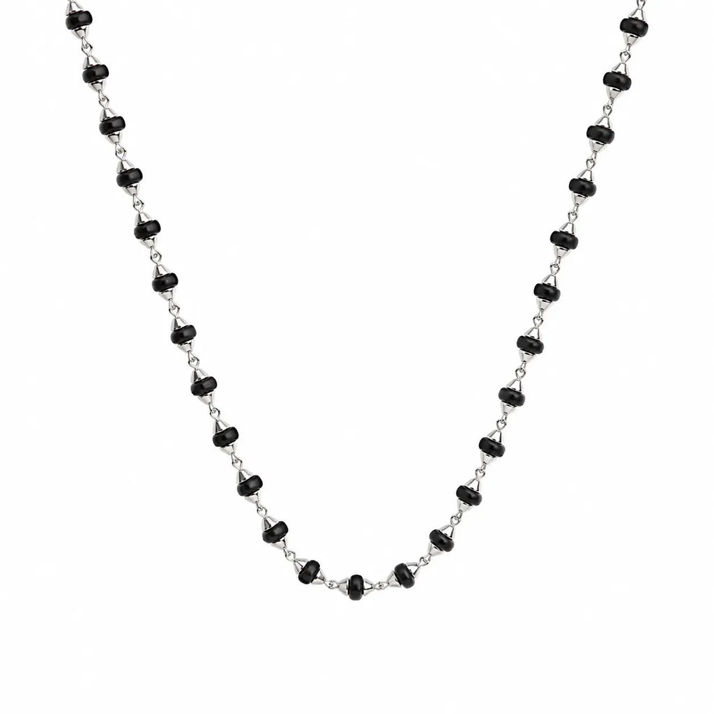 Silver Black Beaded Chai Mala with Silver Detailing – Marvel Silver