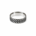 Marvel Silver black chain pattern silver band ring for men with 2.5 cm size
