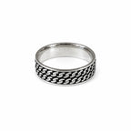 Marvel Silver black chain pattern silver band ring for men with 2.5 cm size