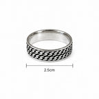 Marvel Silver black chain pattern silver band ring for men with 2.5 cm size
