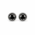 Marvel Silver black enamel round stud earrings for girls with 1.1 cm size