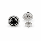Marvel Silver black enamel round stud earrings for girls with 1.1 cm size