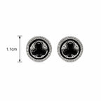 Marvel Silver black enamel round stud earrings for girls with 1.1 cm size