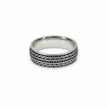Marvel Silver black geometric pattern band ring for men with 2.2 cm size