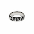 Marvel Silver black geometric pattern band ring for men with 2.2 cm size