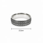 Marvel Silver black geometric pattern band ring for men with 2.2 cm size