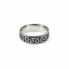 Marvel Silver black Greek key silver band ring for men with 2.4 cm size