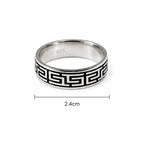 Marvel Silver black Greek key silver band ring for men with 2.4 cm size