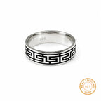 Marvel Silver black Greek key silver band ring for men with 2.4 cm size