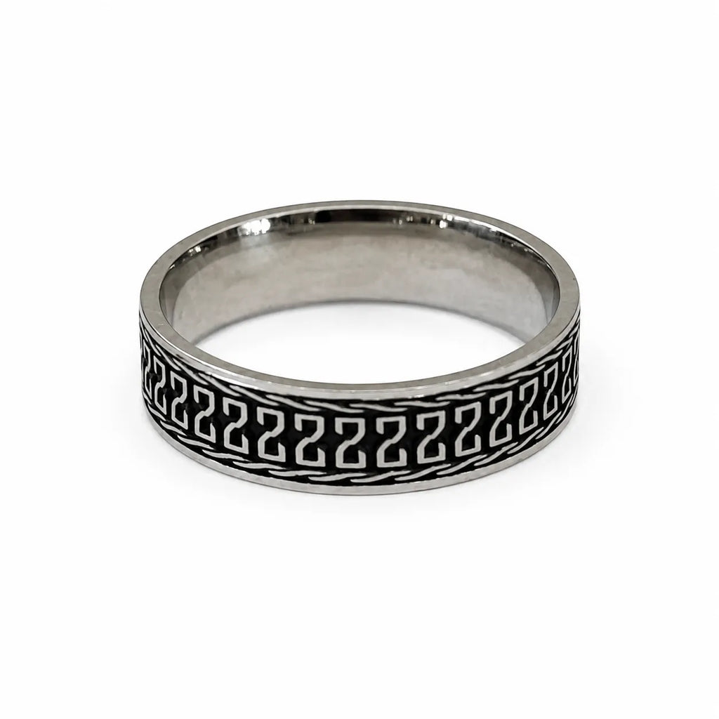 Marvel Silver black Greek key pattern silver band ring for men with 2.5 cm size