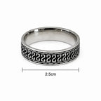 Marvel Silver black Greek key pattern silver band ring for men with 2.5 cm size