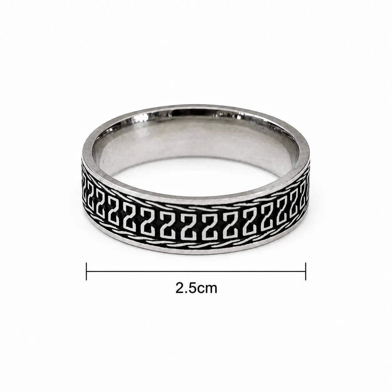 Marvel Silver black Greek key pattern silver band ring for men with 2.5 cm size