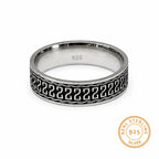Marvel Silver black Greek key pattern silver band ring for men with 2.5 cm size