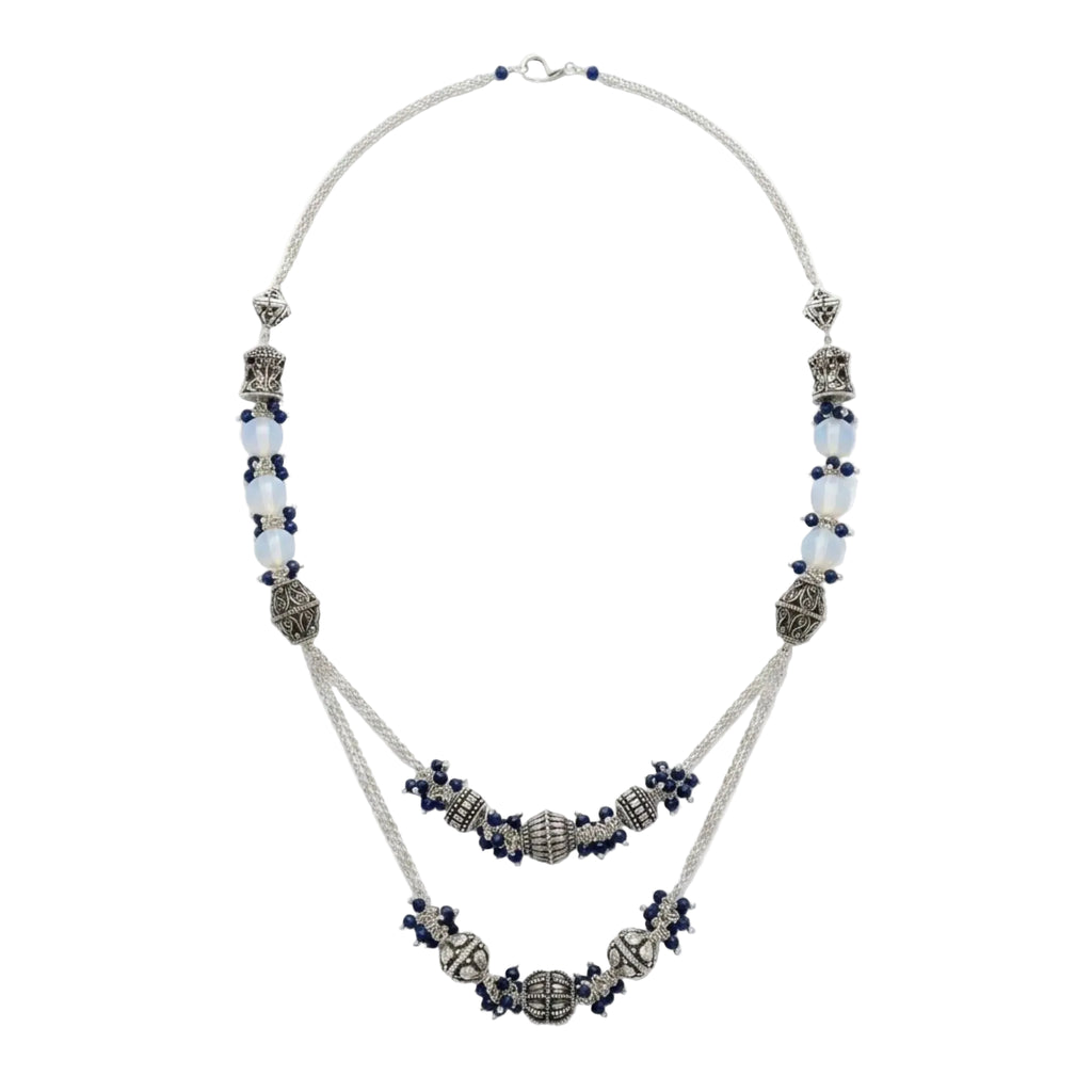 Marvel Silver Blue Oxidized Necklace