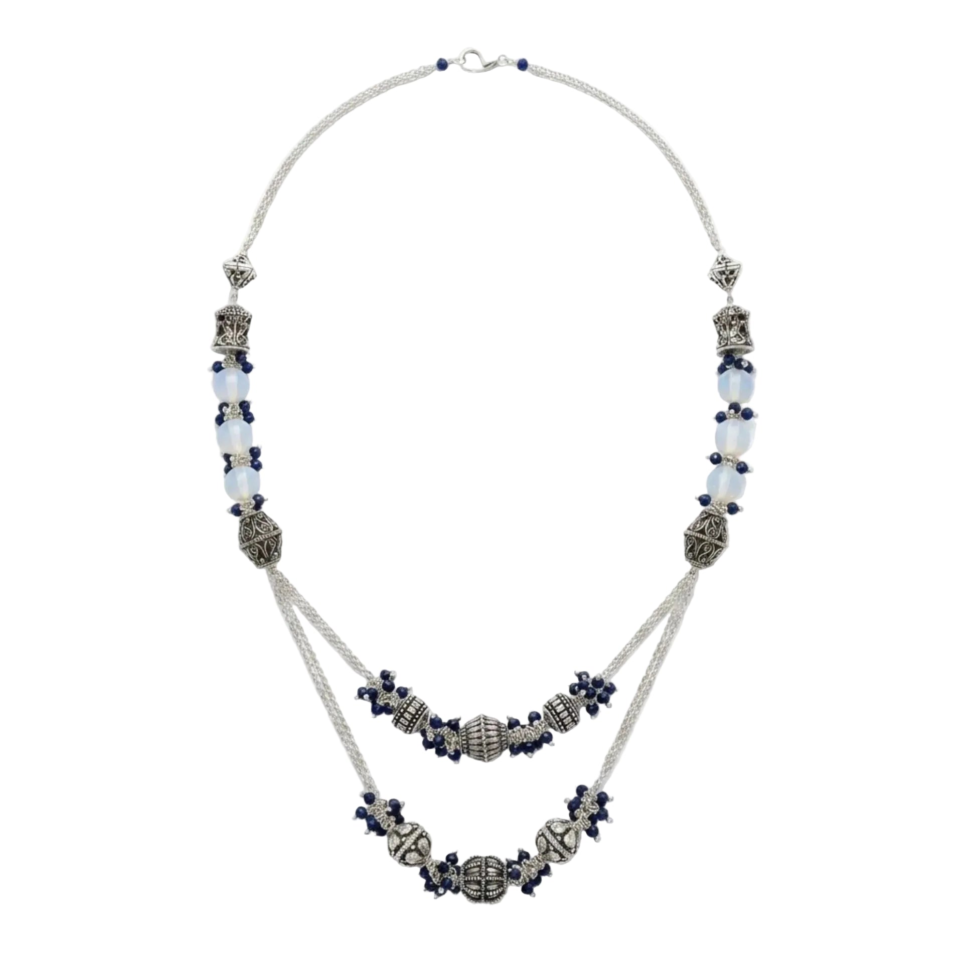 Marvel Silver Blue Oxidized Necklace