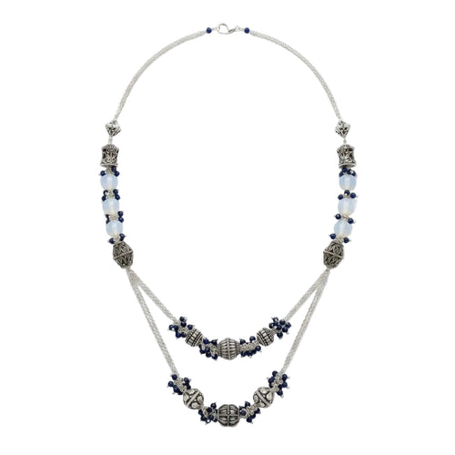 Marvel Silver Blue Oxidized Necklace