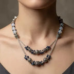 Marvel Silver Blue Oxidized Necklace