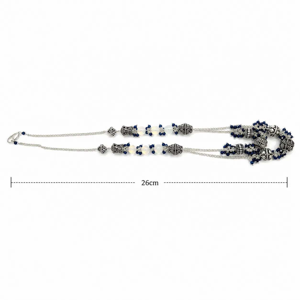 Marvel Silver Blue Oxidized Necklace