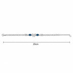 Marvel Silver 925 sterling silver bracelet featuring a sparkling butterfly centerpiece with blue gemstones, white AAA Cubic Zirconia accents, elegant heart-link chain, rhodium-plated finish, adjustable extension chain, and a stylish design for women and girls suitable for daily wear, parties, weddings, anniversaries, and gifting.