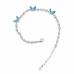 Marvel Silver blue butterfly silver bracelet for women with sparkling white stones
