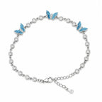 Marvel Silver blue butterfly silver bracelet for women with sparkling white stones