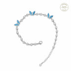 Marvel Silver blue butterfly silver bracelet for women with sparkling white stones