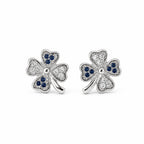 Marvel Silver blue clover silver stud earrings for girls with 1.2 cm length