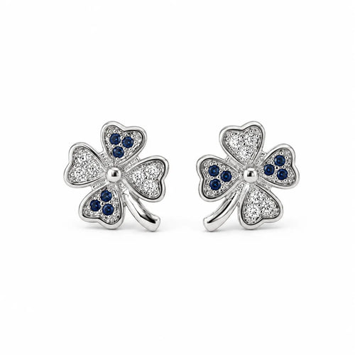 Marvel Silver blue clover silver stud earrings for girls with 1.2 cm length