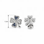 Marvel Silver blue clover silver stud earrings for girls with 1.2 cm length