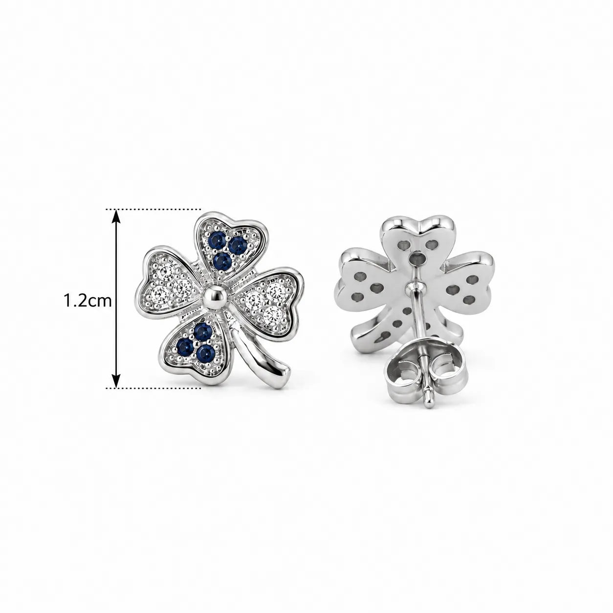 Marvel Silver blue clover silver stud earrings for girls with 1.2 cm length