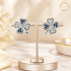 Marvel Silver blue clover silver stud earrings for girls with 1.2 cm length