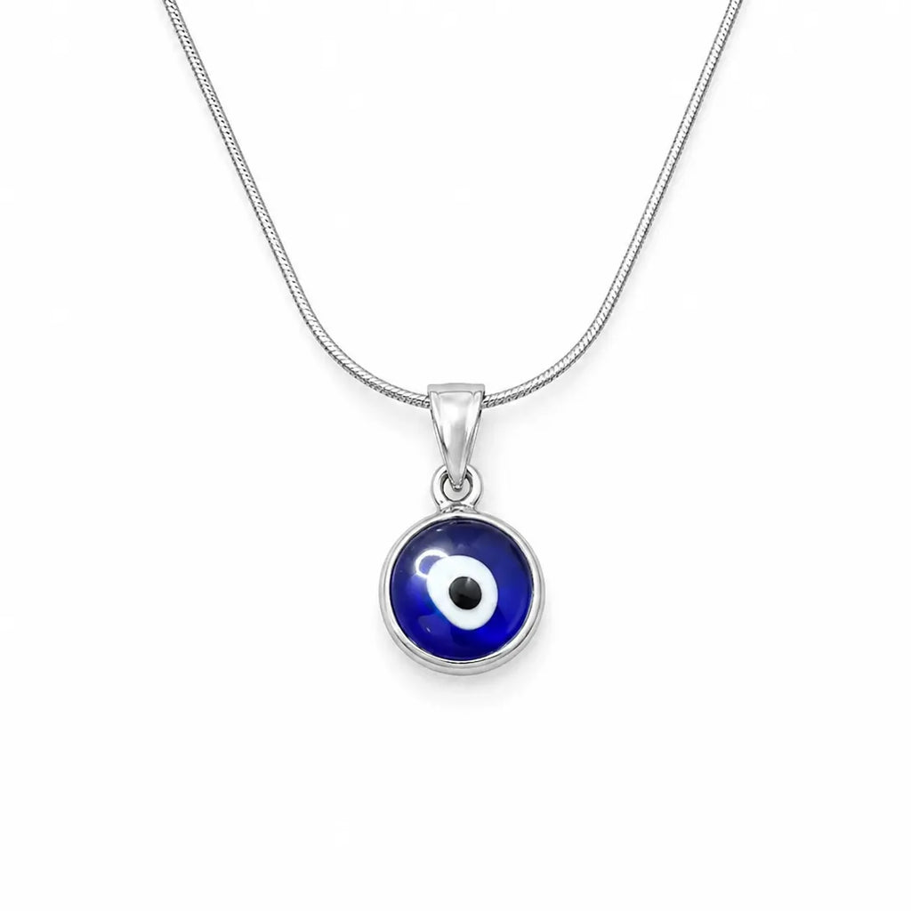 Marvel Silver blue evil eye chain pendant for girls with silver-tone chain