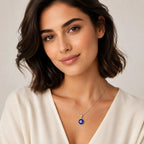 Marvel Silver blue evil eye chain pendant for girls with silver-tone chain