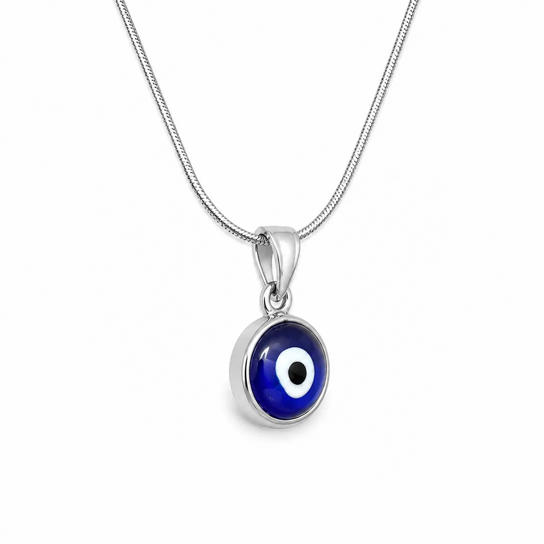 Marvel Silver blue evil eye chain pendant for girls with silver-tone chain