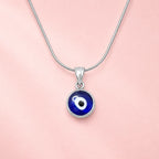 Marvel Silver blue evil eye chain pendant for girls with silver-tone chain
