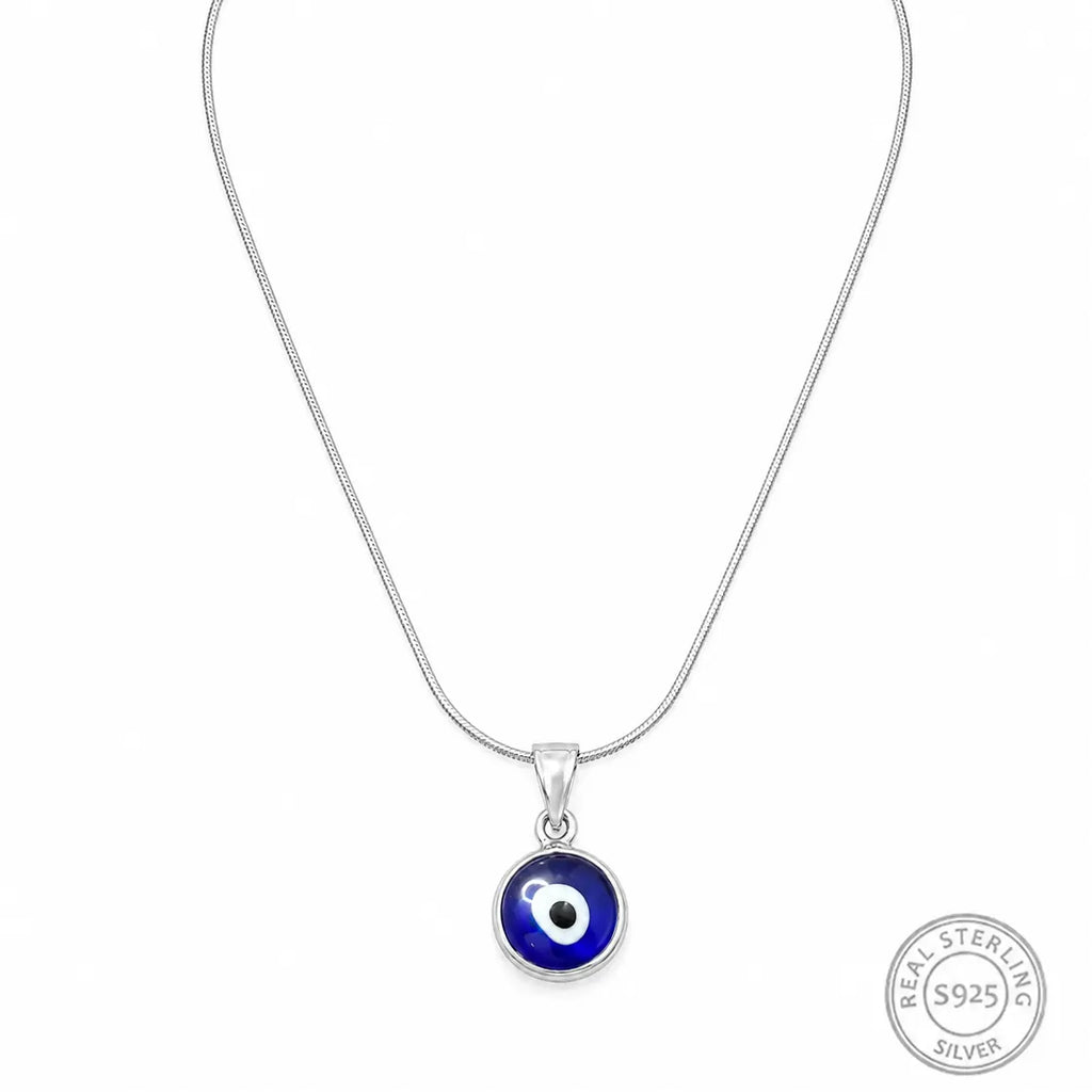 Marvel Silver blue evil eye chain pendant for girls with silver-tone chain