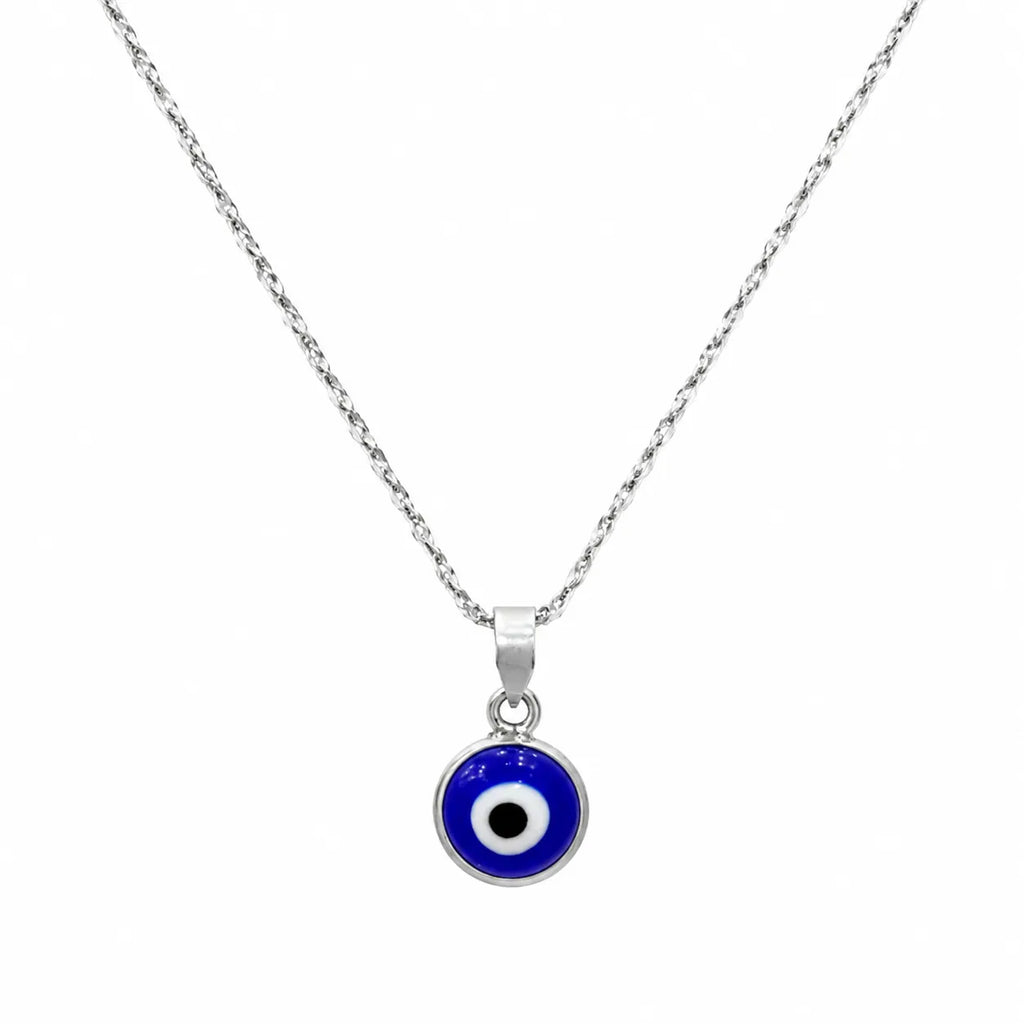 Marvel Silver blue evil eye chain pendant for girls with silver-tone chain