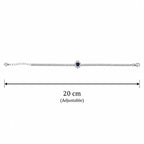 Marvel Silver 925 sterling silver tennis bracelet featuring a sparkling blue heart Cubic Zirconia centerpiece with a dazzling white stone chain, rhodium-plated finish, adjustable extension chain, elegant bracelet for women and girls suitable for daily wear, parties, weddings, anniversaries, and gifting.