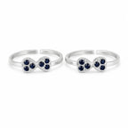 Marvel Silver blue stone bow adjustable toe ring for women