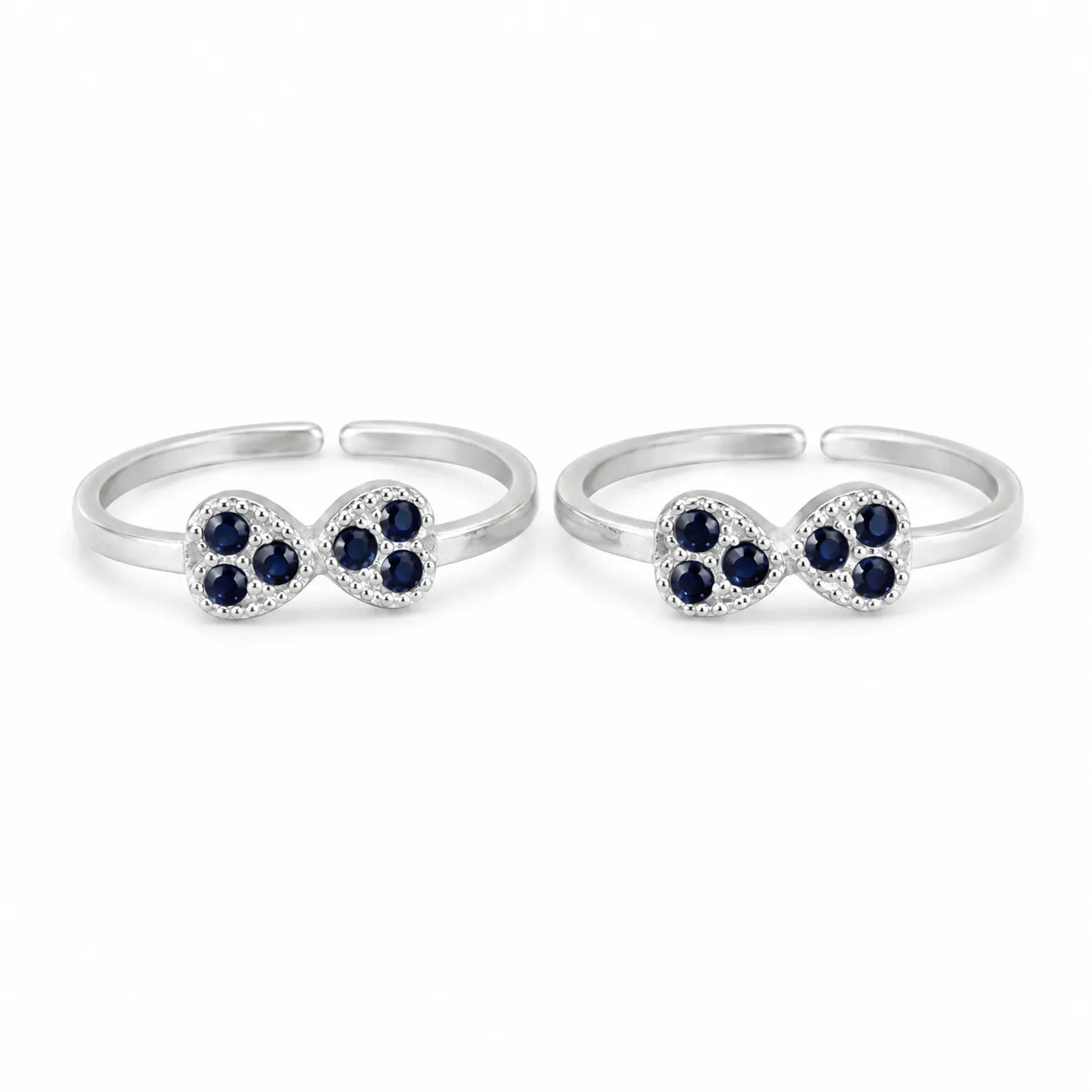 Marvel Silver blue stone bow adjustable toe ring for women